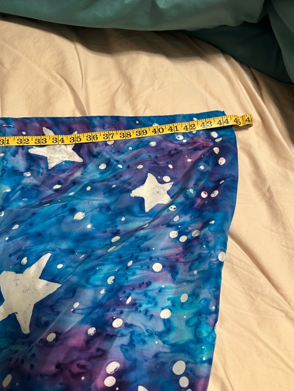 Vintage 1990’s Sedona Artisan Star Print Blue & Purple 100% Scarf or Wrap - Picture 3 of 3